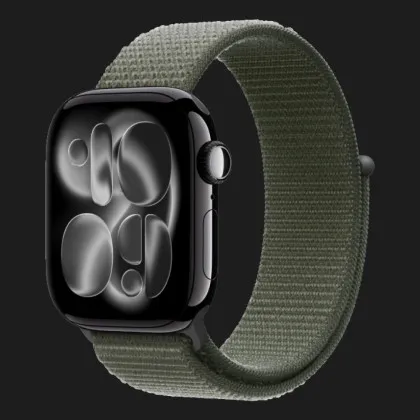 Apple Watch Series 11 GPS, 42mm Jet Black Aluminum Case with Forest Sport Loop (Ultra)