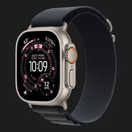 Apple Watch Ultra 3 GPS + LTE, 49mm Natural Titanium Case with Black Alpine Loop - Small (Ultra)