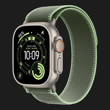 Apple Watch Ultra 3 GPS + LTE, 49mm Natural Titanium Case with Green/Neon Trail Loop - M/L (Ultra)