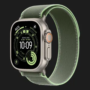 Apple Watch Ultra 3 GPS + LTE, 49mm Natural Titanium Case with Green/Neon Trail Loop - S/M (Ultra)
