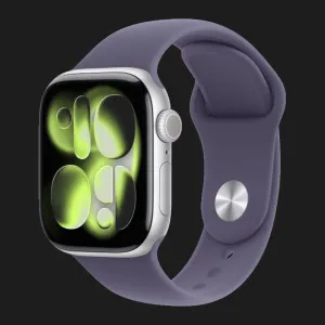 Apple Watch Series 11 GPS + LTE, 46mm Silver Aluminium Case with Purple Fog Sport Band (M/L) (MFCR4)