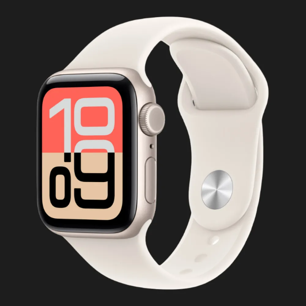 Apple Watch SE 3 GPS, 40mm Starlight Aluminum Case with Starlight Sport Band (S/M) (MEH34)