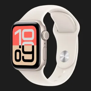 Apple Watch SE 3 GPS, 40mm Starlight Aluminum Case with Starlight Sport Band (M/L) (MEH54)