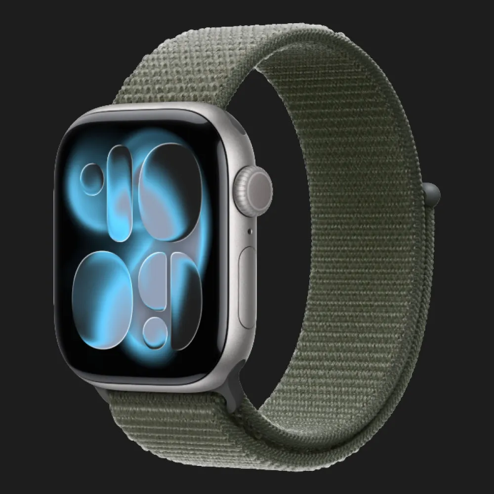 Apple Watch Series 11 GPS, 46mm Space Gray Aluminum Case with Forest Sport Loop