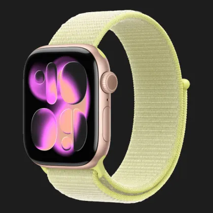 Apple Watch Series 11 GPS, 46mm Rose Gold Aluminum Case with Neon Yellow Sport Loop