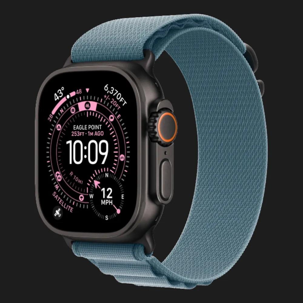 Apple Watch Ultra 3 GPS + LTE, 49mm Black Titanium Case with Green/Neon Trail Loop - M/L