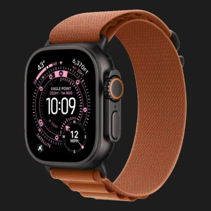 Apple Watch Ultra 3 GPS + LTE, 49mm Black Titanium Case with Terra Cotta Alpine Loop - Medium