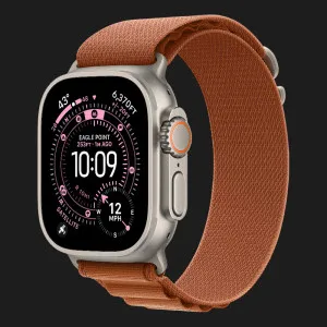 Apple Watch Ultra 3 GPS + LTE, 49mm Natural Titanium Case with Terra Cotta Alpine Loop - Medium (Ultra)