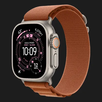Apple Watch Ultra 3 GPS + LTE, 49mm Natural Titanium Case with Terra Cotta Alpine Loop - Medium (Ultra)
