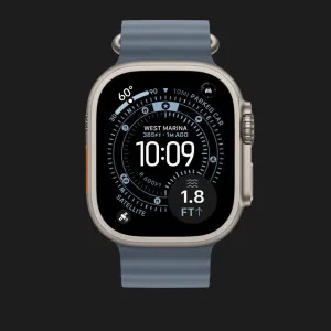 Ремінець Apple Ocean Band для Apple Watch 44/45/46/49 mm (Ice Blue - Natural Titanium) (MXTF3)