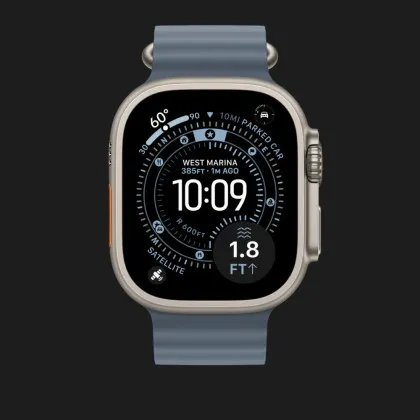 Ремінець Apple Ocean Band для Apple Watch 44/45/46/49 mm (Ice Blue - Natural Titanium) (MXTF3) в Чернігові