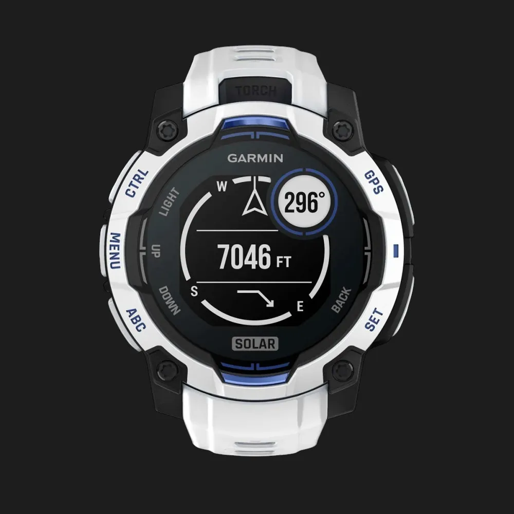 Garmin Instinct 3 45mm Solar Whitestone with Whitestone/Bolt Blue Band