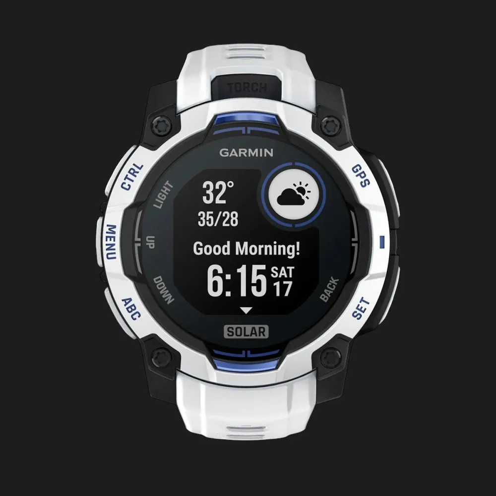 Garmin Instinct 3 45mm Solar Whitestone with Whitestone/Bolt Blue Band