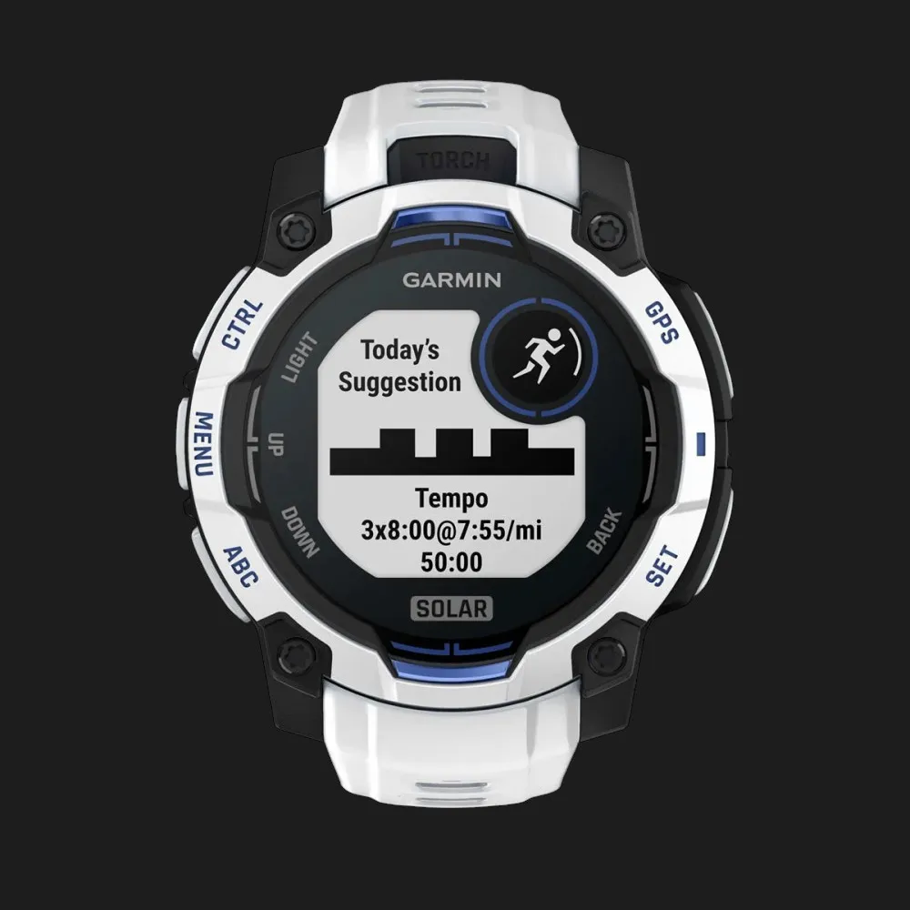Garmin Instinct 3 45mm Solar Whitestone with Whitestone/Bolt Blue Band