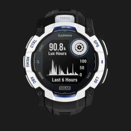 Garmin Instinct 3 50mm Solar Whitestone with Black/Bolt Blue Band в Сваляві