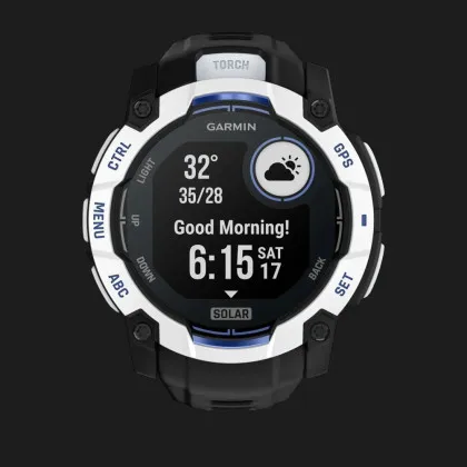 Garmin Instinct 3 50mm Solar Whitestone with Black/Bolt Blue Band в Сваляві