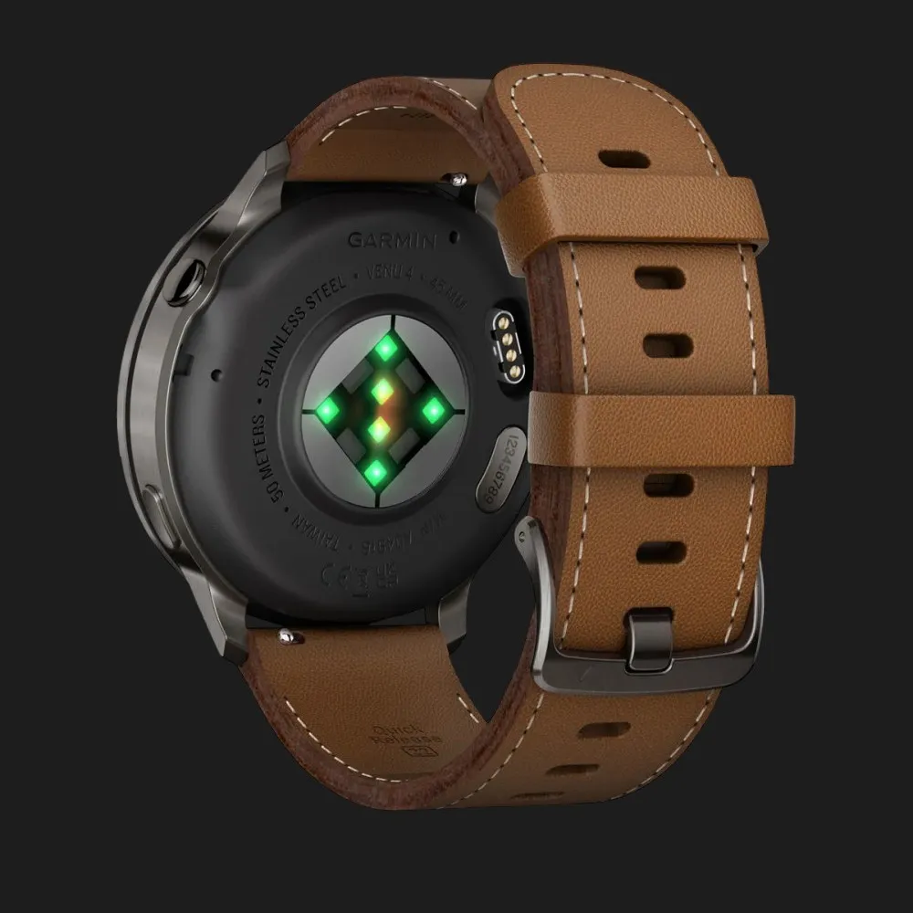 Garmin Venu 4 45mm Slate with Black Silicone Band and Brown Leather Band