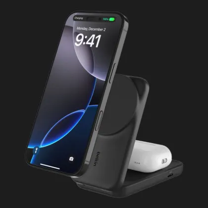 Безпровідна зарядка Belkin 2в1 UltraCharge Foldable Magnetic Charging 25Вт (Black)