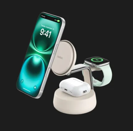 Безпровідна зарядка Belkin 3в1 UltraCharge Pro Magnetic Charging 25Вт Dock (Sand)