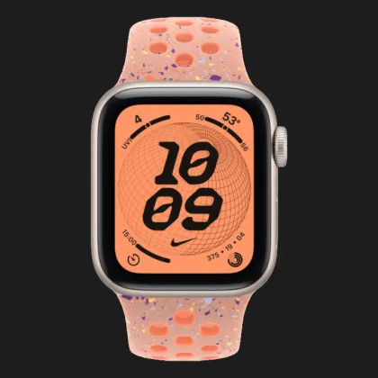 Apple Watch SE 3 GPS, 40mm Starlight Aluminum Case with Alpenglow Pink Nike Sport Band (S/M)