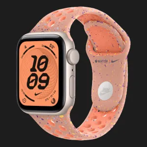 Apple Watch SE 3 GPS, 40mm Starlight Aluminum Case with Alpenglow Pink Nike Sport Band (S/M)