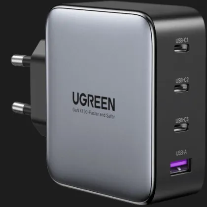 Блок питания UGREEN CD226 100W USB-A+3xUSB-C GaN Tech Fast Charger with Cable (Gray)
