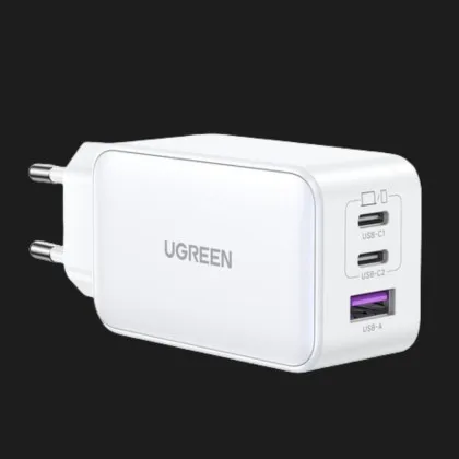 Блок питания UGREEN CD244 65W USB-A+2xUSB-C GaN Tech Fast Charger (White)