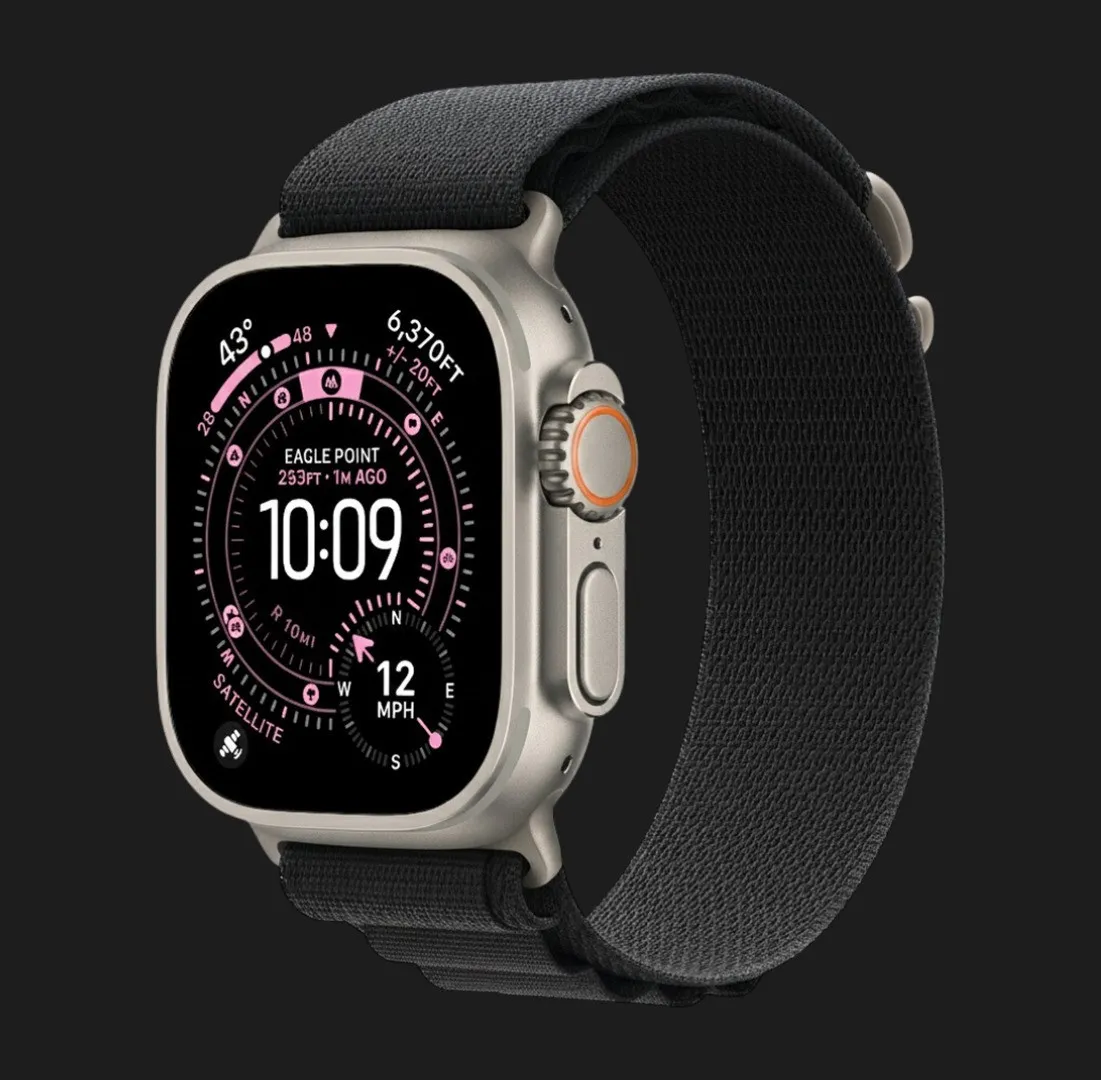 Ремінець Apple Alpine Loop для Apple Watch 49/46/45/44 mm (Black) (Natural Titanium) (S)
