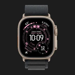 Ремінець Apple Alpine Loop для Apple Watch 49/46/45/44 mm (Black) (Natural Titanium) (M)