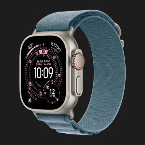 Ремінець Apple Alpine Loop для Apple Watch 49/46/45/44 mm (Light Blue) (Natural Titanium) (M)