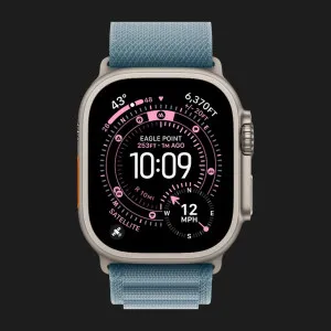 Ремінець Apple Alpine Loop для Apple Watch 49/46/45/44 mm (Light Blue) (Natural Titanium) (M)