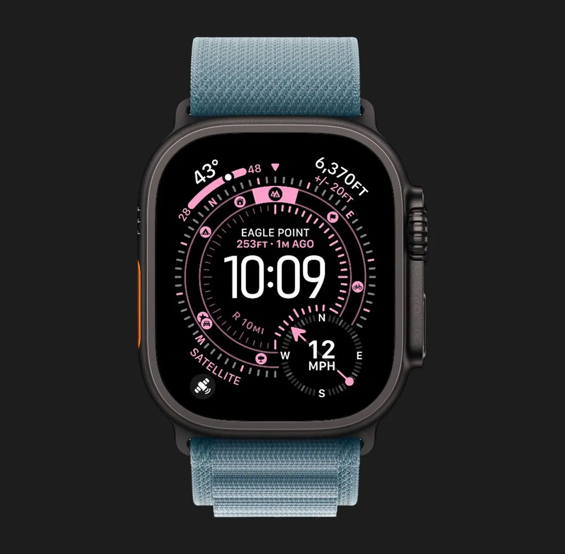 Ремінець Apple Alpine Loop для Apple Watch 49/46/45/44 mm (Light Blue) (Black Titanium) (S) — фото 2