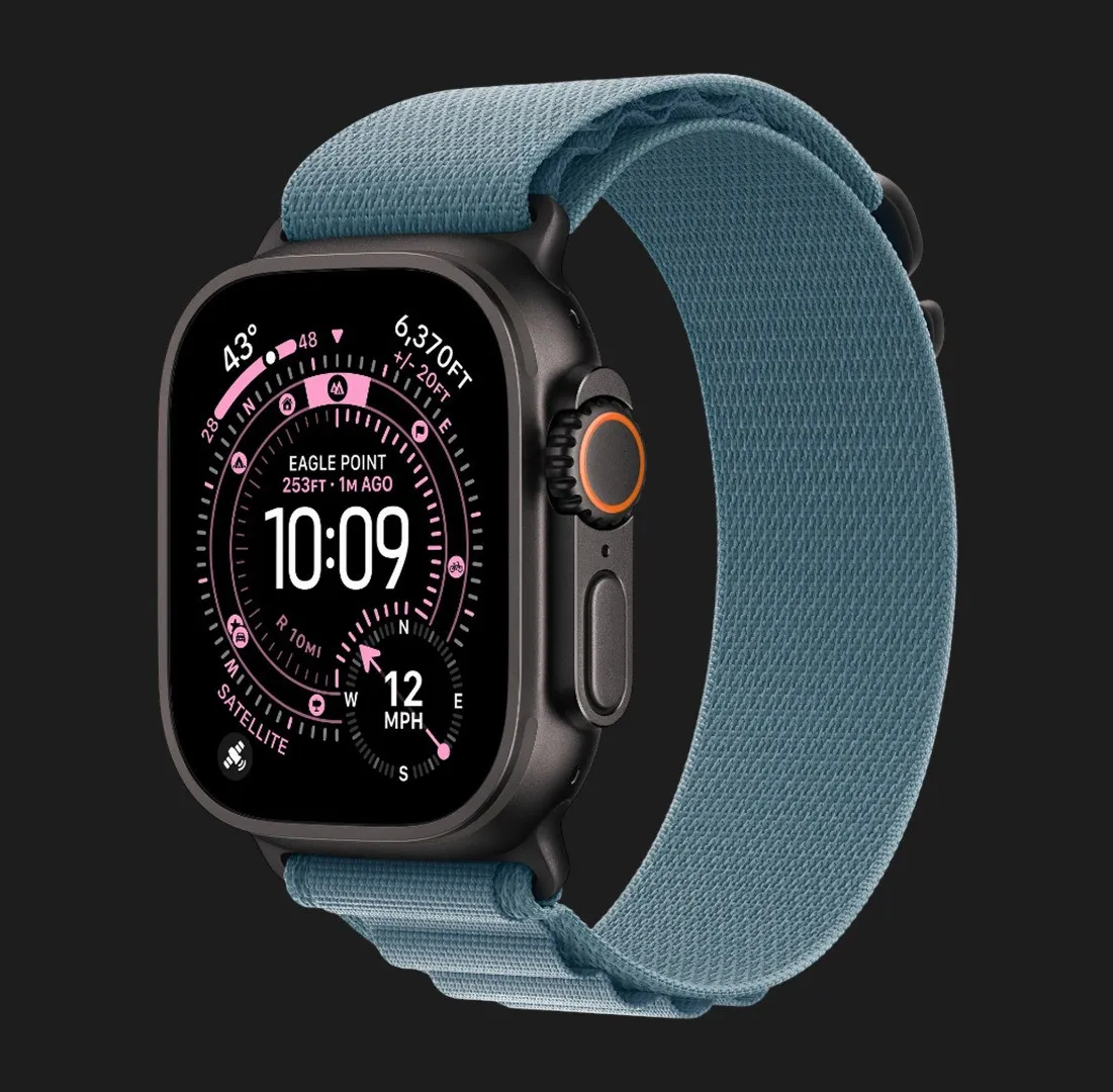 Ремінець Apple Alpine Loop для Apple Watch 49/46/45/44 mm (Light Blue) (Black Titanium) (M)