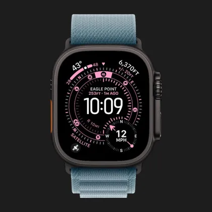Ремінець Apple Alpine Loop для Apple Watch 49/46/45/44 mm (Light Blue) (Black Titanium) (L) в Чернігові