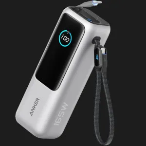 Зарядное устройство Power Bank ANKER 25000 mAh 165W PD Built-In Double USB-C Cables (Silver) в Херсоне