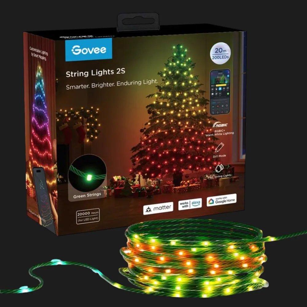 Гірлянда Smart LED Govee H80C4 Christmas String Lights 2, RGBWIC, 20м
