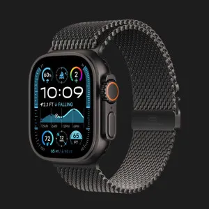 б/у Apple Watch Ultra 2 49mm Black Titanium Case with Black Titanium Milanese Loop Medium (MX5U3) (Хороший стан)