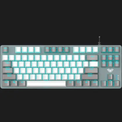 Клавиатура проводная AULA F3287 keycap KRGD blue EN/UA (Gray/White) (UA)