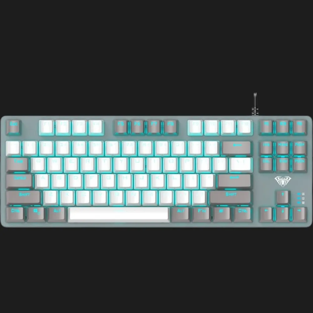 Клавіатура дротова AULA F3287 keycap KRGD blue EN/UA (Gray/White) (UA)