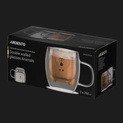 Набор чашек с двойными стенками и ручками Ardesto Animals 250 мл 2 шт. (AR2625GHA) в Ковеле