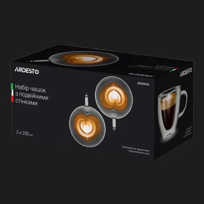 Набір чашок з ручками та подвійними стінками Ardesto 250 мл 2 шт. (AR2625GHL)