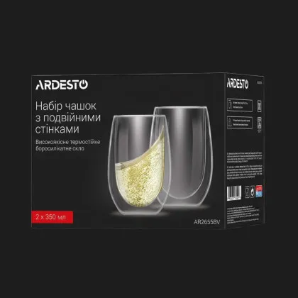 Набір чашок з подвійними стінками Ardesto 350 мл 2 шт. (AR2635BV) в Ковелі