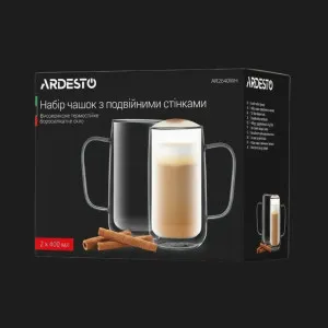 Набор чашек с ручками и двойной стенкой Ardesto 400 мл 2 шт. (AR2640WH) в Кропивницком