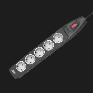 Мережевий фільтр 2E 5xТипF, 16A 5m (Black) в Берегові