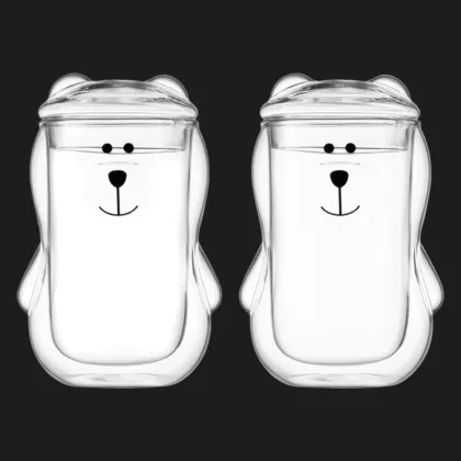 Набір чашок з кришкою та подвійними стінками Ardesto Animals 300 мл 2 шт. (AR2630BBR) в Ковелі