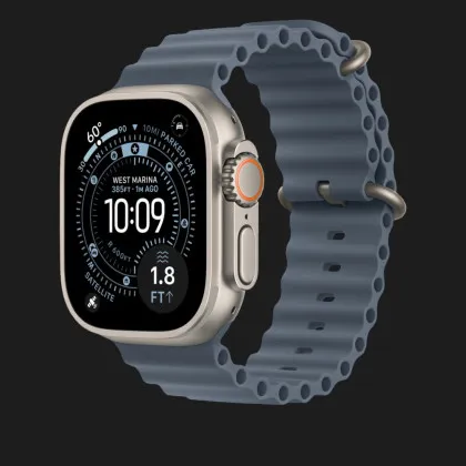 Ремінець Apple Ocean Band для Apple Watch 44/45/46/49 mm (Anchor Blue - Natural Titanium) в Чернігові
