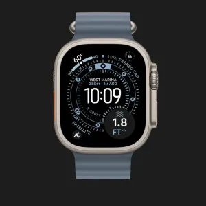 Ремінець Apple Ocean Band для Apple Watch 44/45/46/49 mm (Anchor Blue - Natural Titanium)