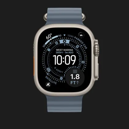Ремінець Apple Ocean Band для Apple Watch 44/45/46/49 mm (Anchor Blue - Natural Titanium) в Чернігові