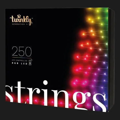 Гірлянда Smart LED Twinkly Strings RGB 250, Gen II, IP44, довжина 20м, кабель чорний в Білій Церкві