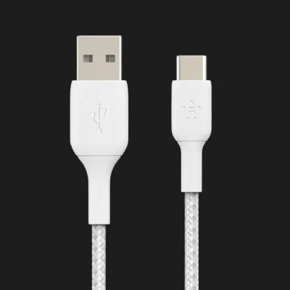 Кабель Belkin Braided USB-A to USB-C 1m (White) в Білій Церкві